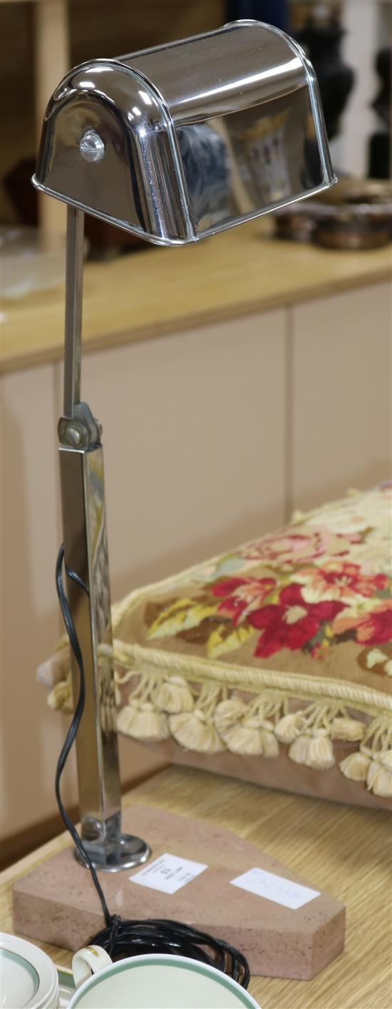 An art deco chrome on marble base anglepoise desk lamp